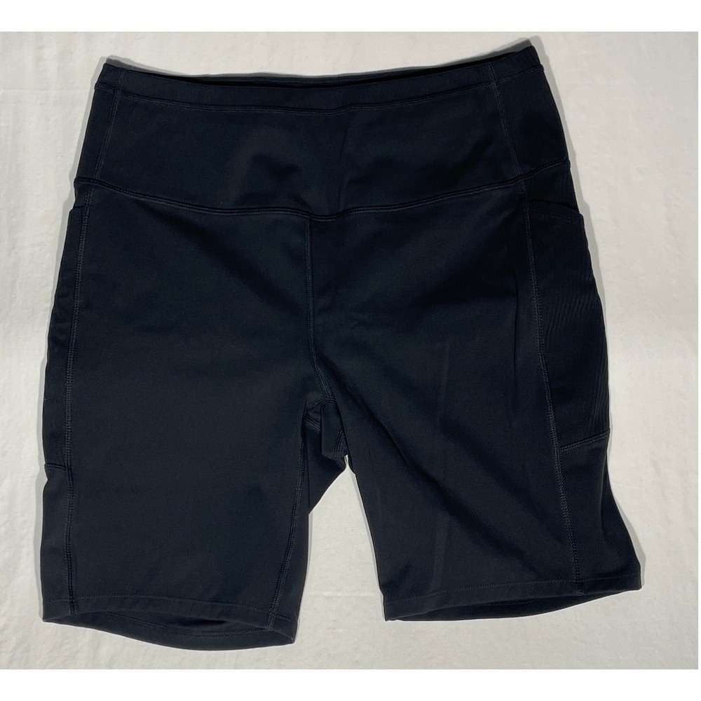 Mondetta Womens Black High Waisted Bike Shorts Side Pockets Size Large 1957183